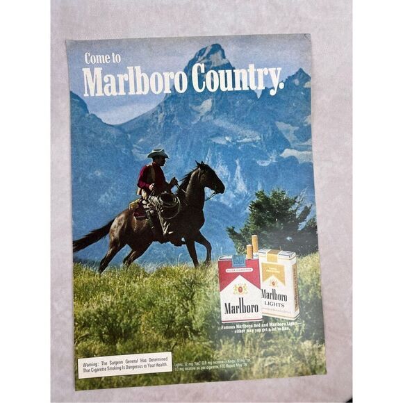 Vintage Western 1984 Marlboro Cigarettes Horse Cowboy Gear Print Ad Photo - Picture 1 of 6